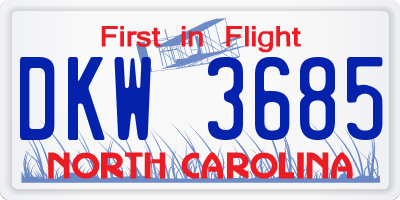 NC license plate DKW3685
