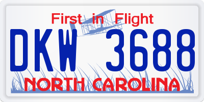 NC license plate DKW3688