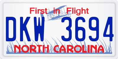 NC license plate DKW3694