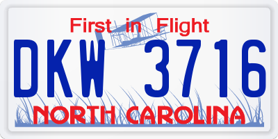 NC license plate DKW3716
