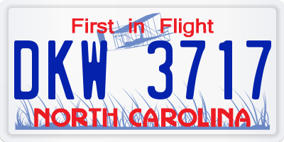 NC license plate DKW3717