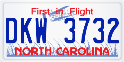 NC license plate DKW3732