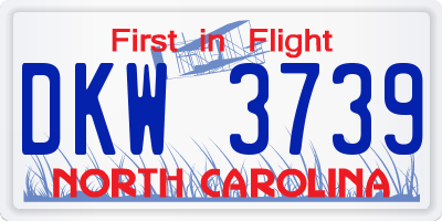 NC license plate DKW3739