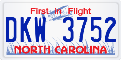 NC license plate DKW3752