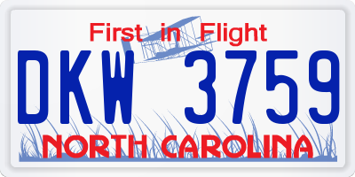 NC license plate DKW3759