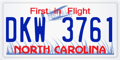 NC license plate DKW3761