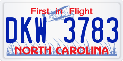 NC license plate DKW3783