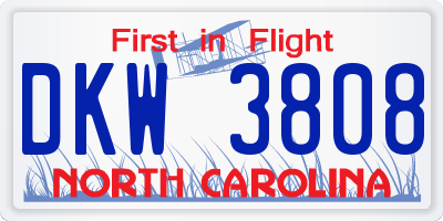 NC license plate DKW3808