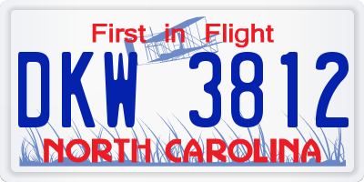 NC license plate DKW3812
