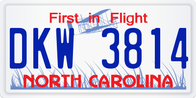 NC license plate DKW3814