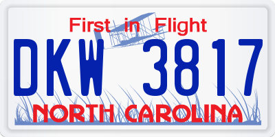 NC license plate DKW3817
