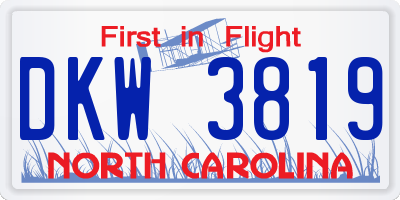 NC license plate DKW3819