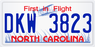 NC license plate DKW3823