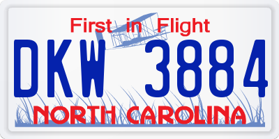 NC license plate DKW3884