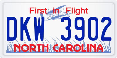 NC license plate DKW3902