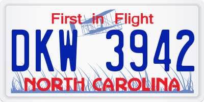 NC license plate DKW3942