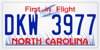 NC license plate DKW3977