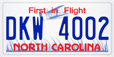 NC license plate DKW4002