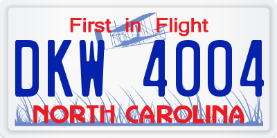 NC license plate DKW4004