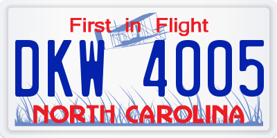 NC license plate DKW4005