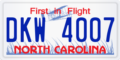 NC license plate DKW4007