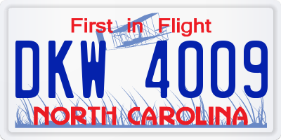NC license plate DKW4009