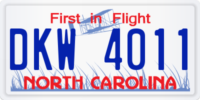 NC license plate DKW4011