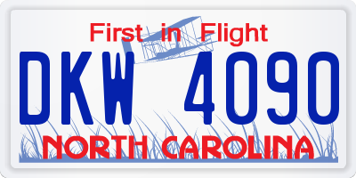 NC license plate DKW4090