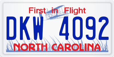 NC license plate DKW4092