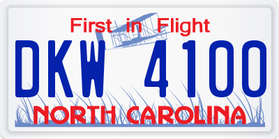 NC license plate DKW4100
