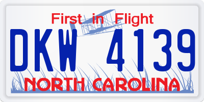 NC license plate DKW4139