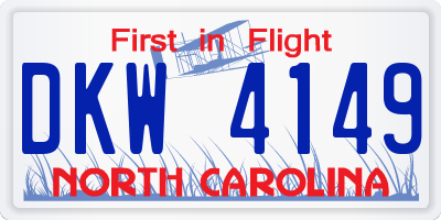 NC license plate DKW4149