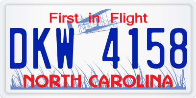 NC license plate DKW4158