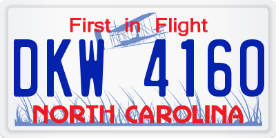 NC license plate DKW4160