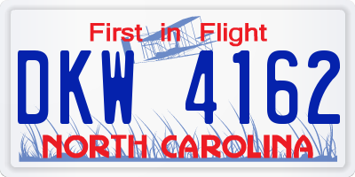 NC license plate DKW4162