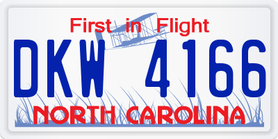 NC license plate DKW4166