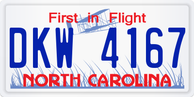 NC license plate DKW4167