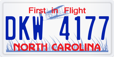 NC license plate DKW4177