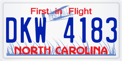 NC license plate DKW4183