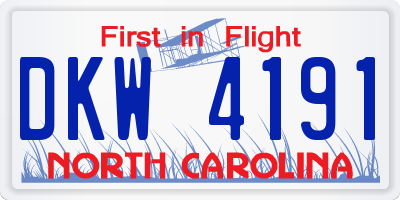 NC license plate DKW4191
