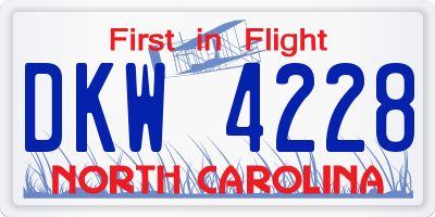 NC license plate DKW4228