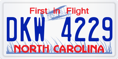 NC license plate DKW4229