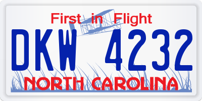NC license plate DKW4232