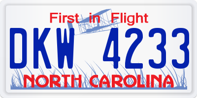 NC license plate DKW4233