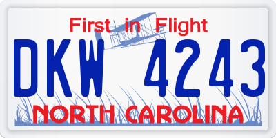 NC license plate DKW4243