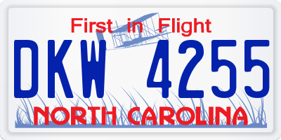 NC license plate DKW4255