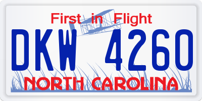 NC license plate DKW4260