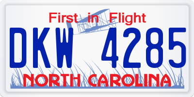 NC license plate DKW4285