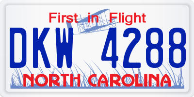 NC license plate DKW4288
