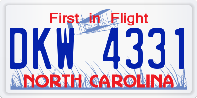 NC license plate DKW4331